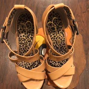 Jessica Simpson Thunder Black Patent Wedge Sandals